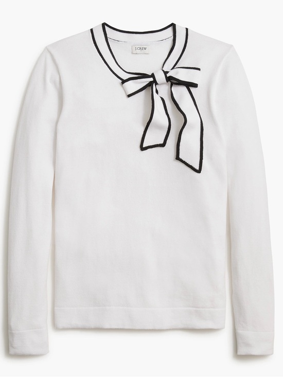 J. Crew Sweaters - J. Crew White Tie-Neck Bow Sweater